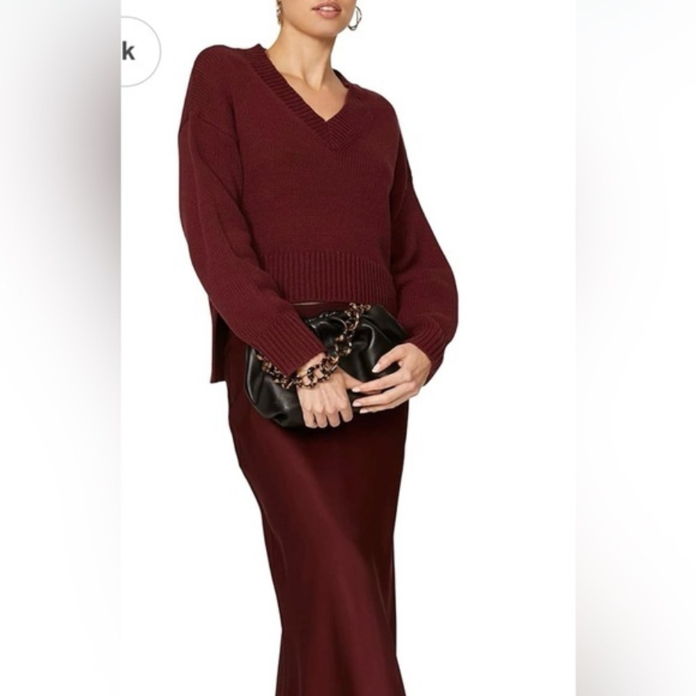 Jason Wu Collective Red Wine Cropped Sweater Size Medium